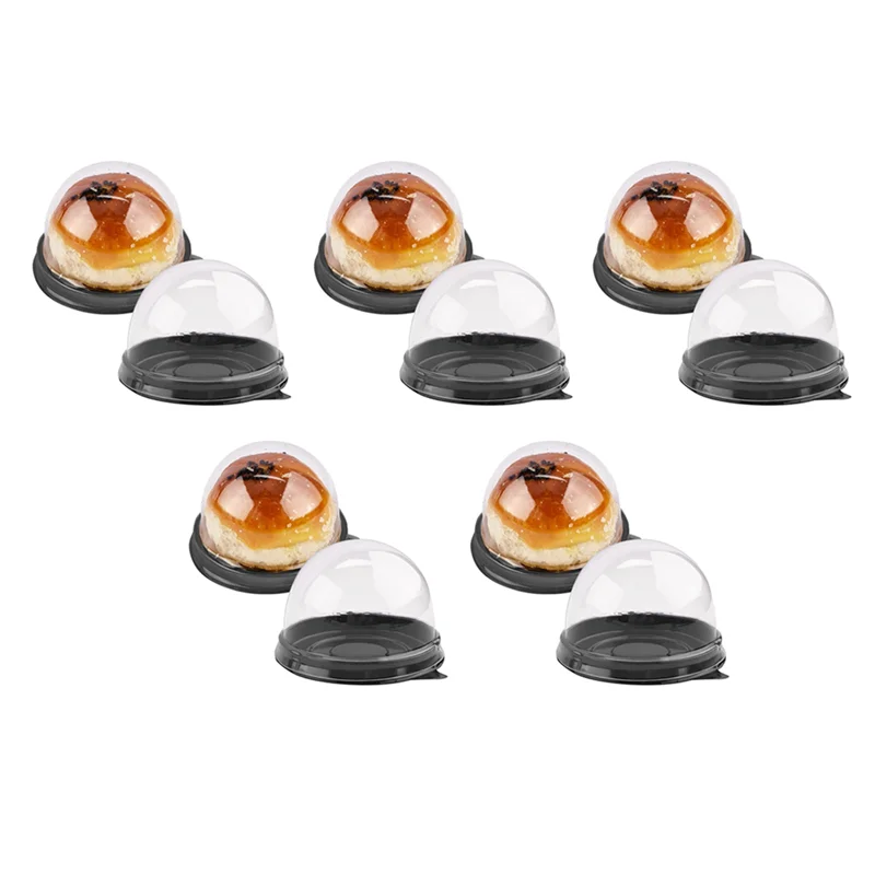 

ABUN-250 Pack Mini Cupcake Containers Clear Plastic Cake Box With Dome Lids For Muffin Mooncake Dessert Cheese Pastry