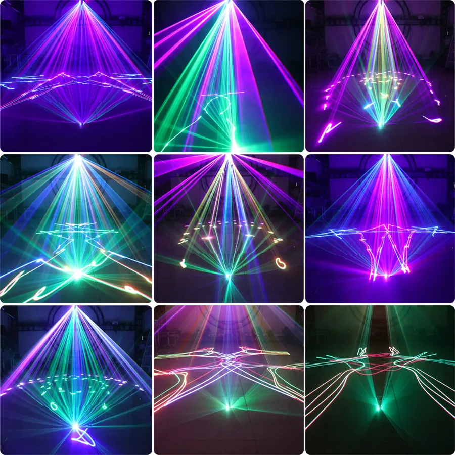 ESHINY 4 Lens 1W RGB Laser Scans Beam Light DJ Disco Lines Projector DMX512 Dance Bar Holiday Party Christmas Stage Show X3D2