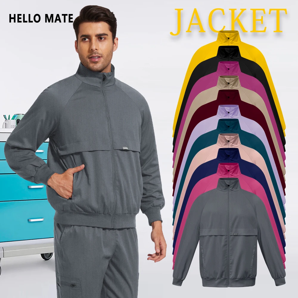 

New Medical Lab Coat Surgical Uniform Hospital Dentist Clinic Work Coat Pharmacy Warm Jacket Long Sleeve Scrub Top Nurse Uniform
