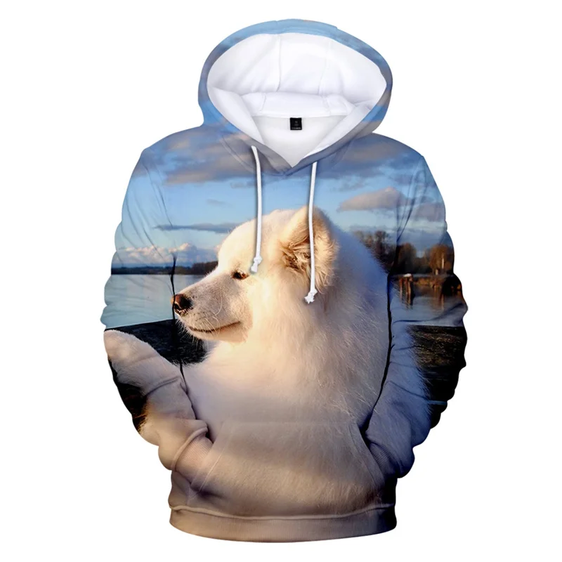 Cute Animal Dog Samoyed Hoodies 3D Print Men Sweatshirt Girls Casual Harajuku Jacket Streetwear Long Sleeves Autumn Coat