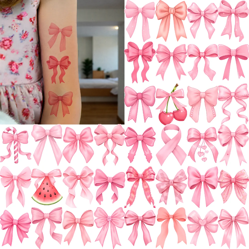 Autocollants de tatouage temporaire à Motifs de fruits, 63 pièces, dessins d'arc, autocollants imperméables et durables pour le corps des épaules