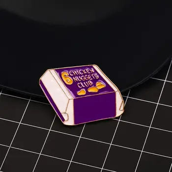 雞塊俱樂部胸針 食品盒 女孩翻領別針 白色 紫色 黃色 琺瑯徽章 男女通用珠寶 6 最佳銷售 金塊首飾 - №3