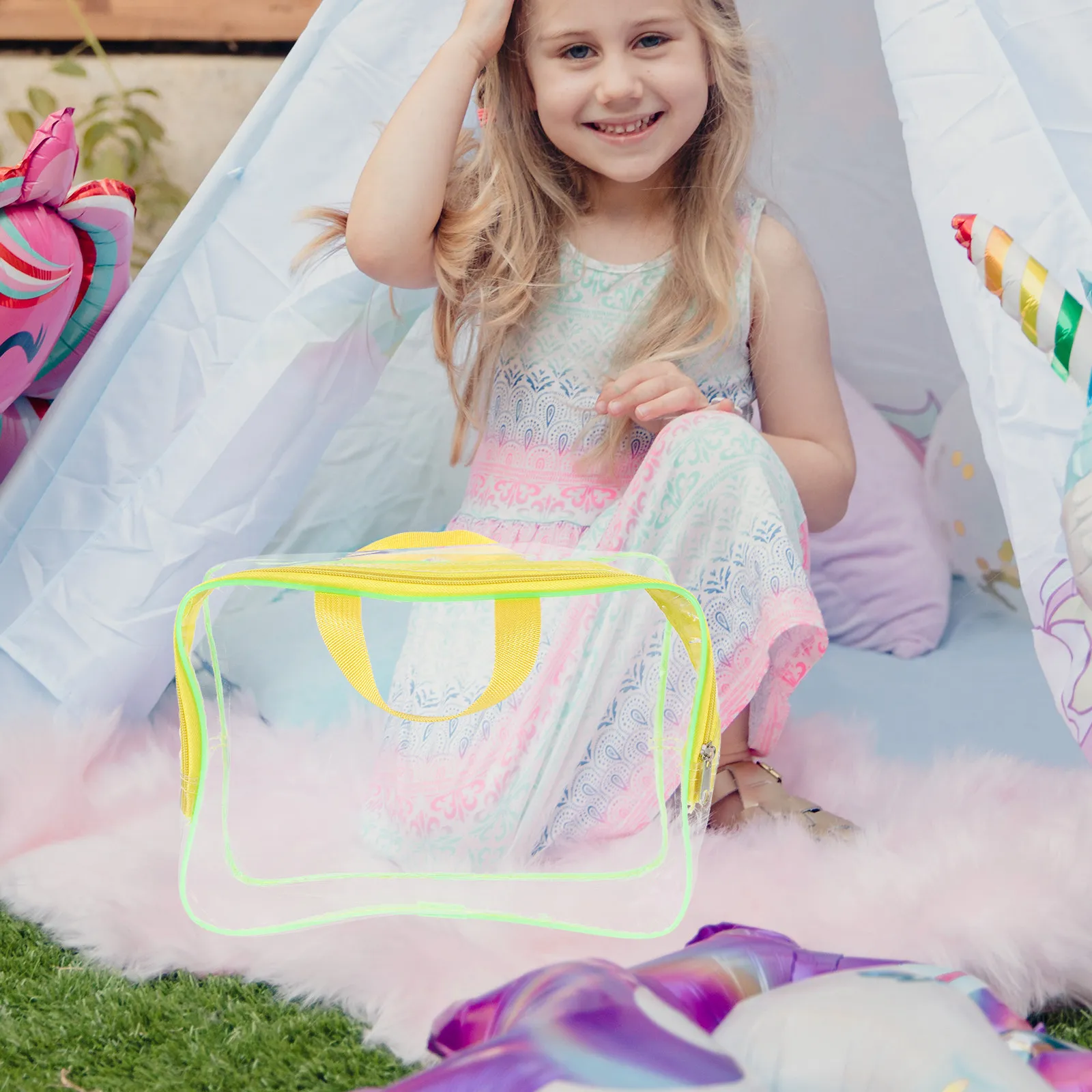 Portable Kids Percussion Instruments Bag Clear Large-Capacity Storage for Toddlers 1-3 Years Shockproof PVC Material Easy Carry