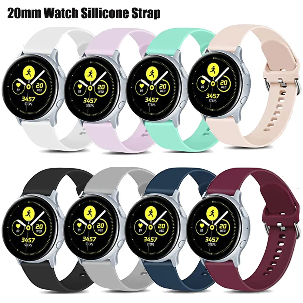 20Mm Dây Đồng Hồ Dành Cho Samsung Galaxy Samsung Galaxy Đồng Hồ Hoạt Động 2 44Mm 40Mm Dây Đeo Silicone Cho Đồng Hồ Huawei Watch GT 2 42Mm/Garmin Venu SQ