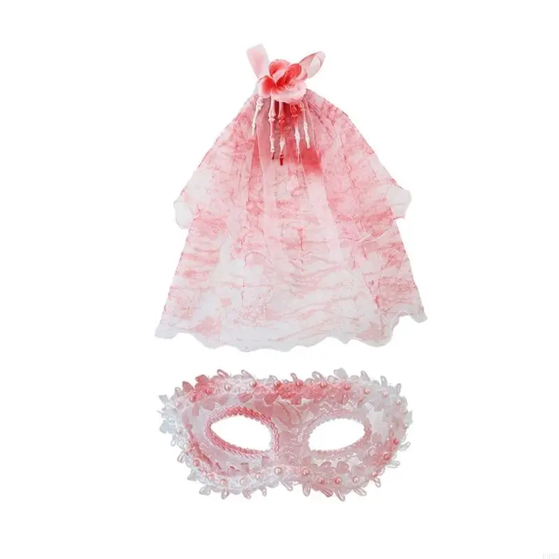Halloween Cosplay Costume Blood Prom Queen Costume Accessories Scary Flower Skull Hair Clips Bloody Masquerades Mask F3MD