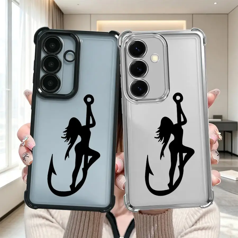 Woman Hook Silhouette Art Phone Cover Case for Samsung Galaxy A37 A26 A35 A36 A16 A15 A57 A24 A25 A33 A21s A27 A13 A52 A17