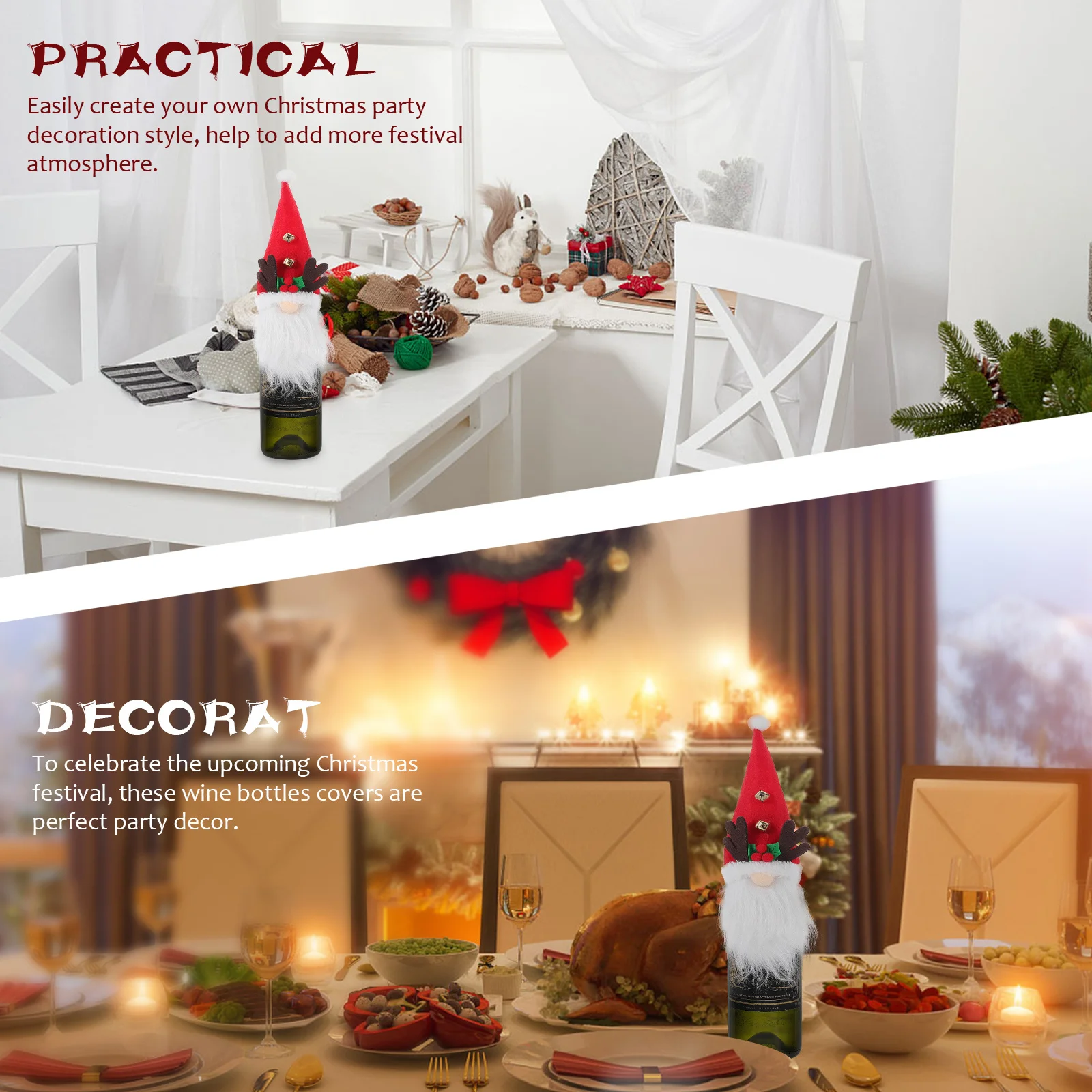 

Foldable Wine Bottle Covers Adorable Christmas Decor Xmas Party Supplies Decorative Bottle Sleeve Liquor Cover Bar Tools