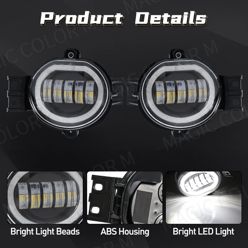 For Dodge Ram 1500 2002-2008 2500/3500 2003-2009 Durango Truck 2004-2006 LED Fog Lamps with Angel Eye Fog Lights Waterproof 12V