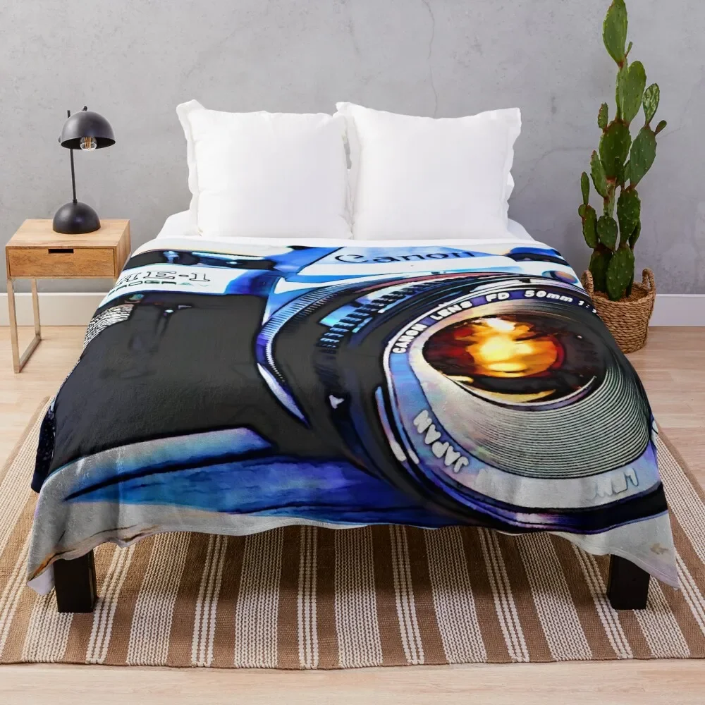 Canon AE-1 Program 35 mm Film Camera Throw Blanket Nap Comforter Blankets Sofas Of Decoration Multi-Purpose Blankets