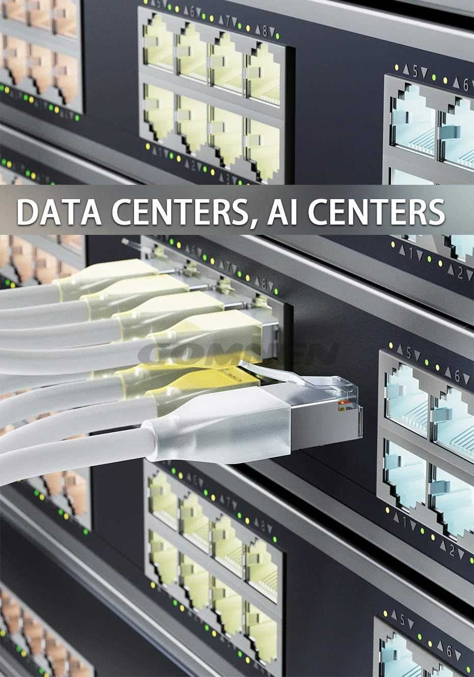 Shielded F/UTP Cat6a 10G Lighting Patch Cords 0.1m 0.2m 0.3m Network Patch Cables for Server Switches And Networking Equipment