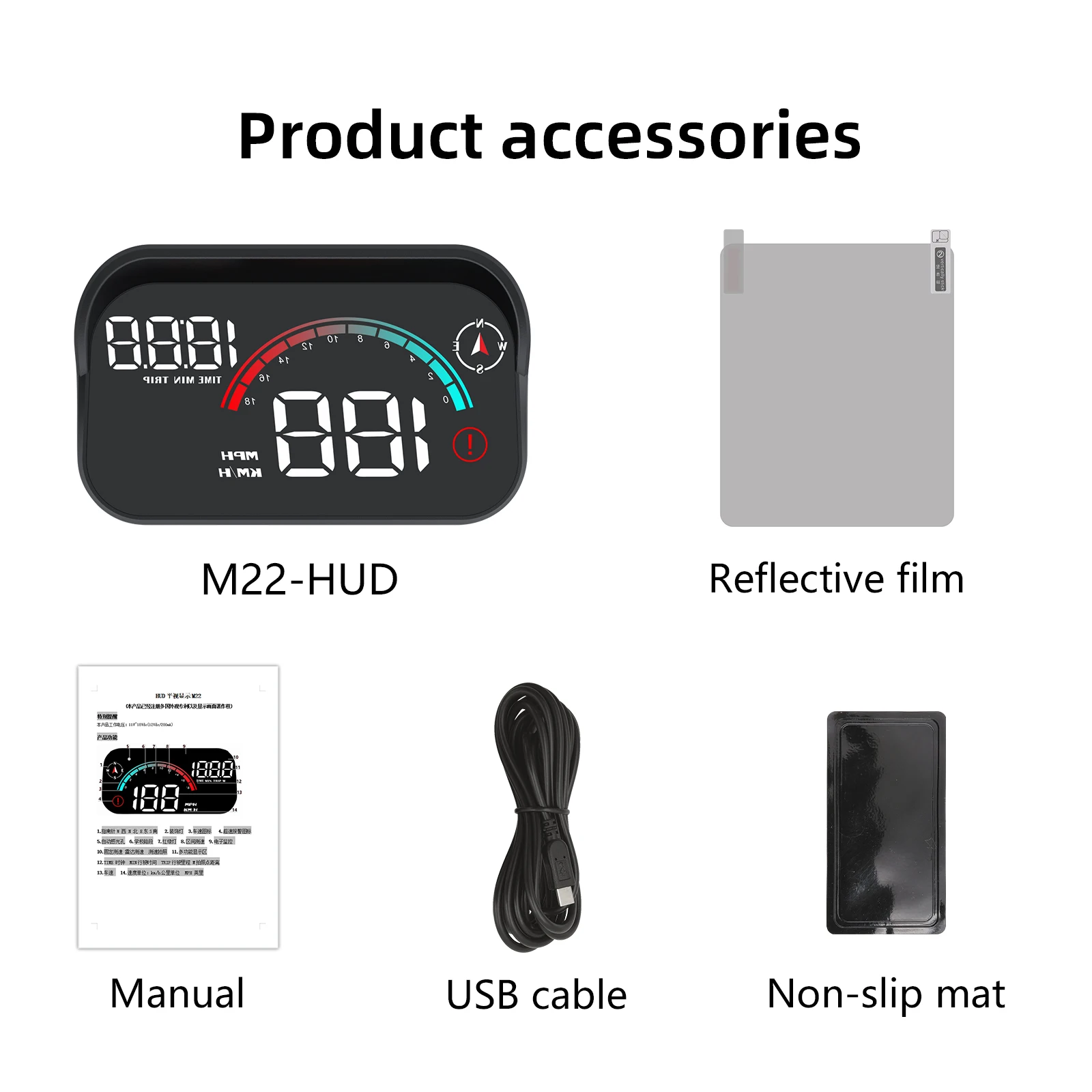 フロントガラスプロジェクターm22 hudディスプレイ、デジタルGPS、スピードメーターディスプレイ、運転時間とコンパス、速度アラーム