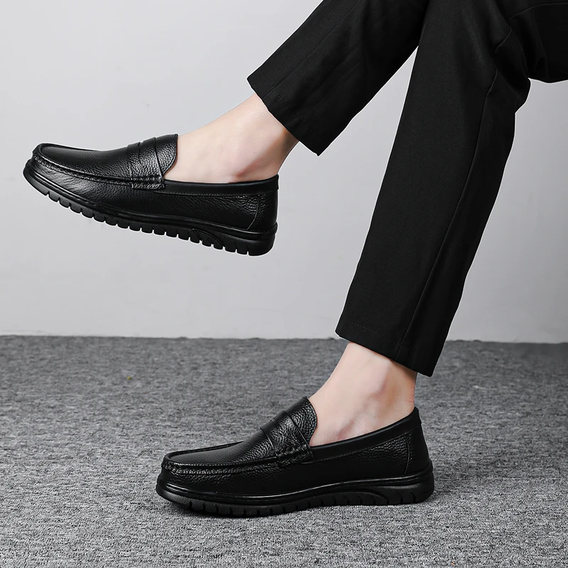 

Mens Leather Shoes Slip on Soft Loafers Outdoor Non Slip Driving Flats Spring Walking Office Work Shoes Men Mocassins Homme