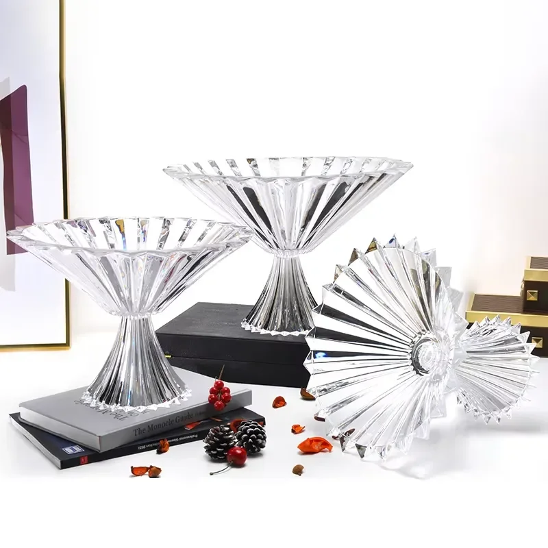 Elegant Crystal Glass Serving Bowl for Wedding Party Decor Luxury Clear Fruit Plate Home Tableware Gift Modern Design Dish