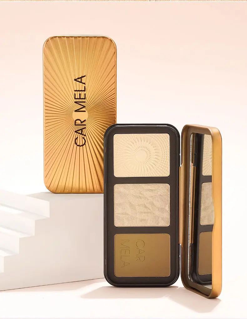 CARMELA One-Piece Three-Color Contouring Plate Instant Brightening High-Gloss Natural & 3D Shadows Makeup Tool