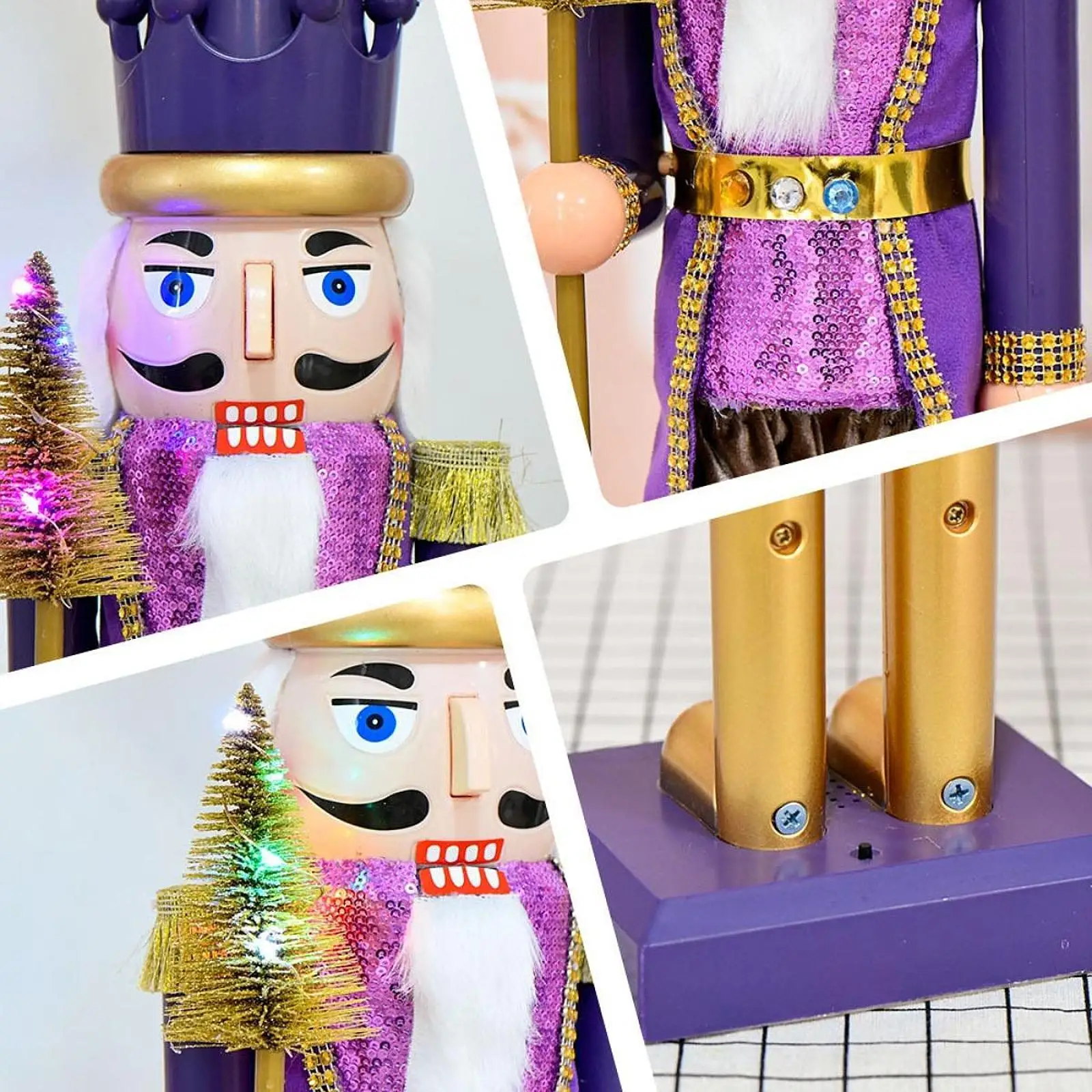Christmas Nutcracker Soldier Table Centerpiece Classroom Fireplace Staircase with Music and Light Party Decoration Classic