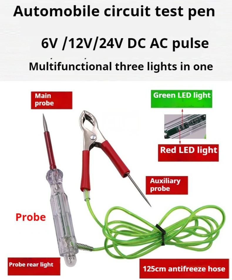 12-24V DC Car Truck Voltage Circuit Tester Digital Display Electric Pen Probe Pen Light Bulb Automobile Diagnostic Tools