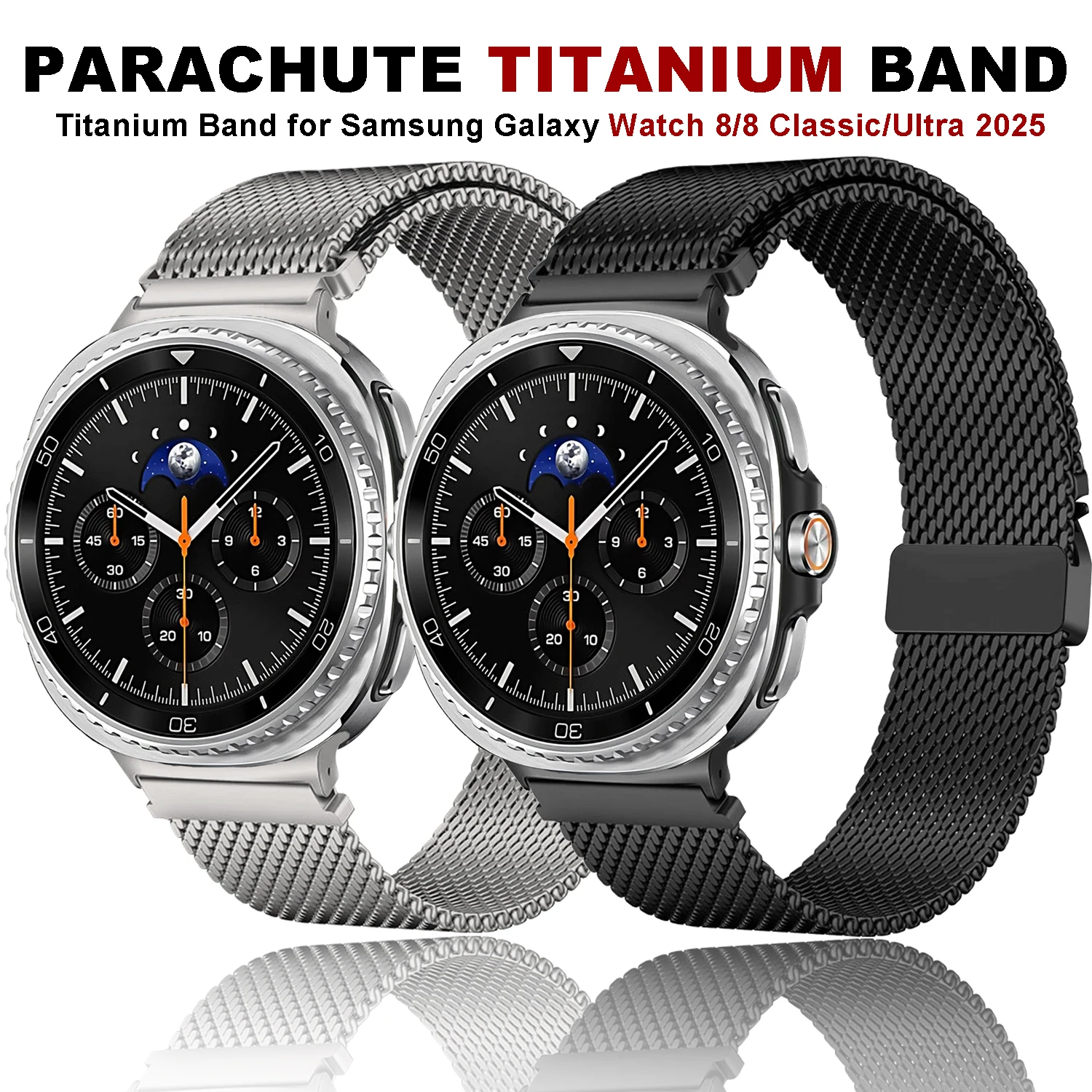 

100% Pure Titanium Band for Samsung Galaxy Watch 8/8 Classic Milanese Loop Strap for Galaxy Watch Ultra 2025 47mm Men Correa