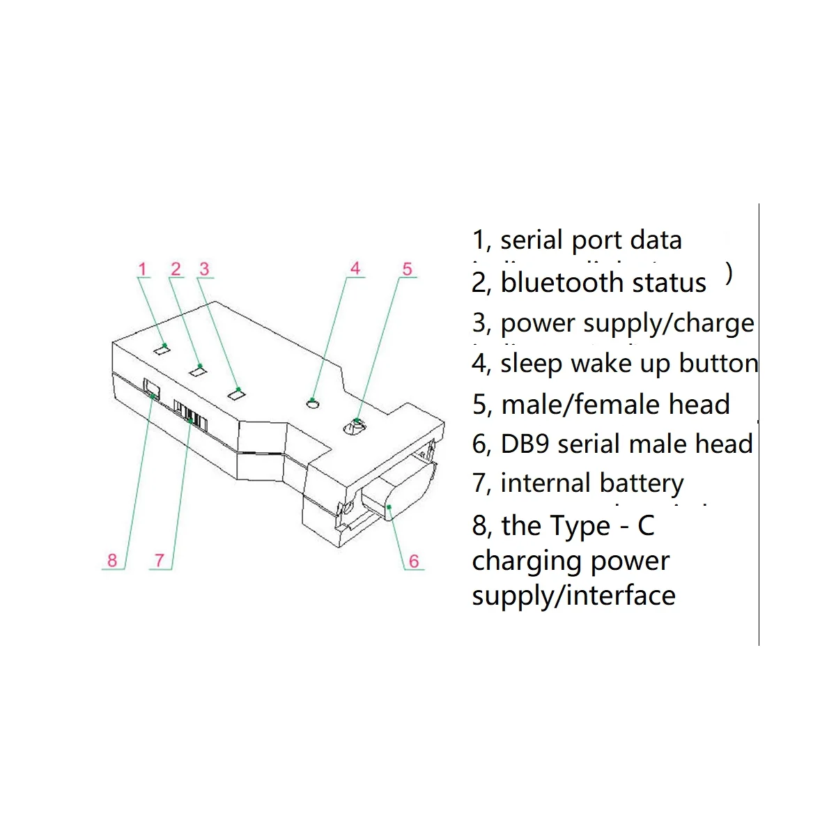 AT87-BT578 V3 RS232 Wireless Male and Female Head Master-Slave for Total Station Serial Port Compatible Bluetooth Adapter