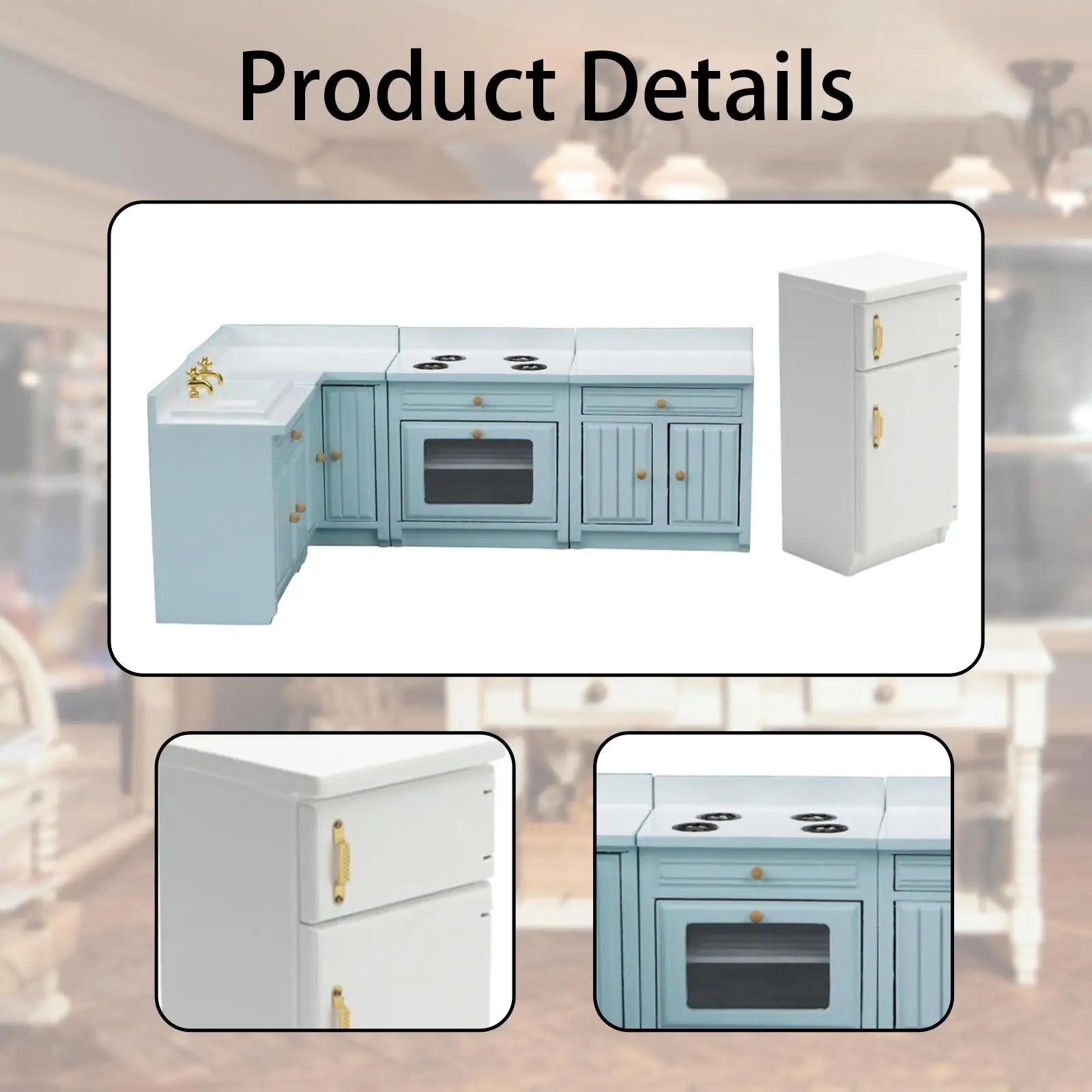 Mini meubles de cuisine pour maison de poupée, ensemble de Table de cuisine, modèle d'armoire pour 3 +, 1/12