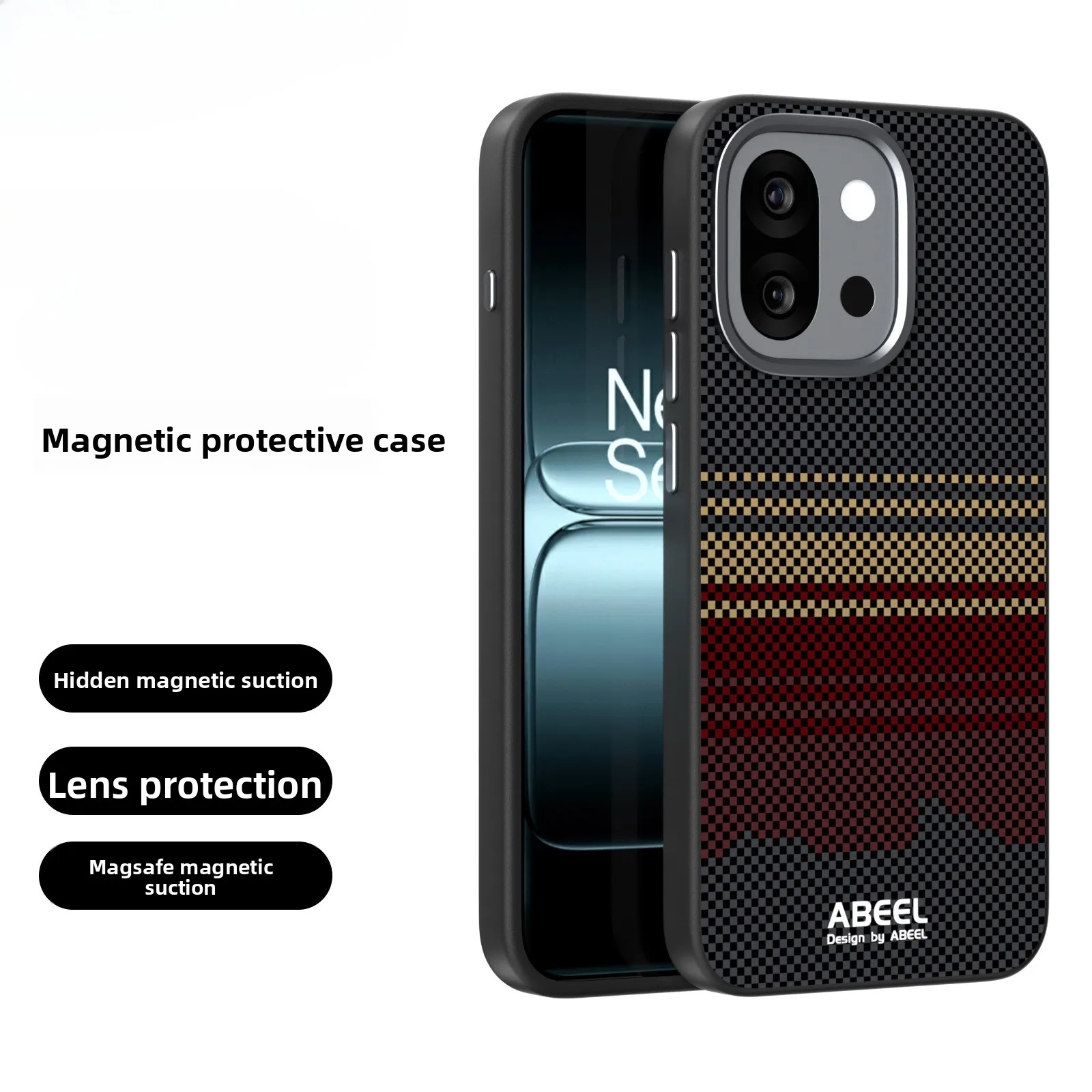 

For OnePlus 13S 13T Built-in Magnetic Case Fashion Fiber Grain Acrylic Cover For OnePlus 13s Ultra-thin Skin-friendly Funda