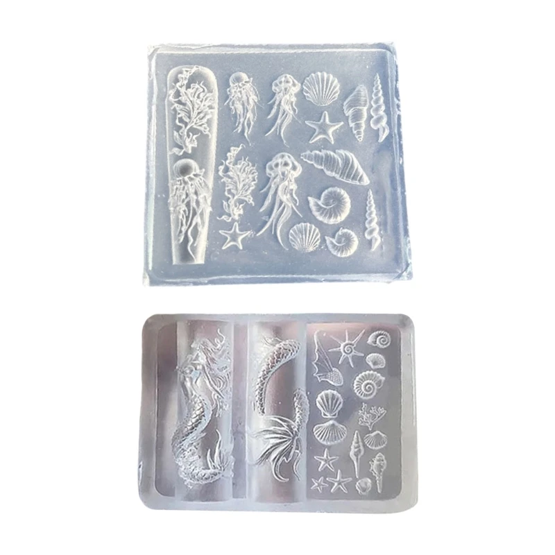 

2pcs Reusable Oceanics Silicone Mould for Nail Decorations and Craft Projects