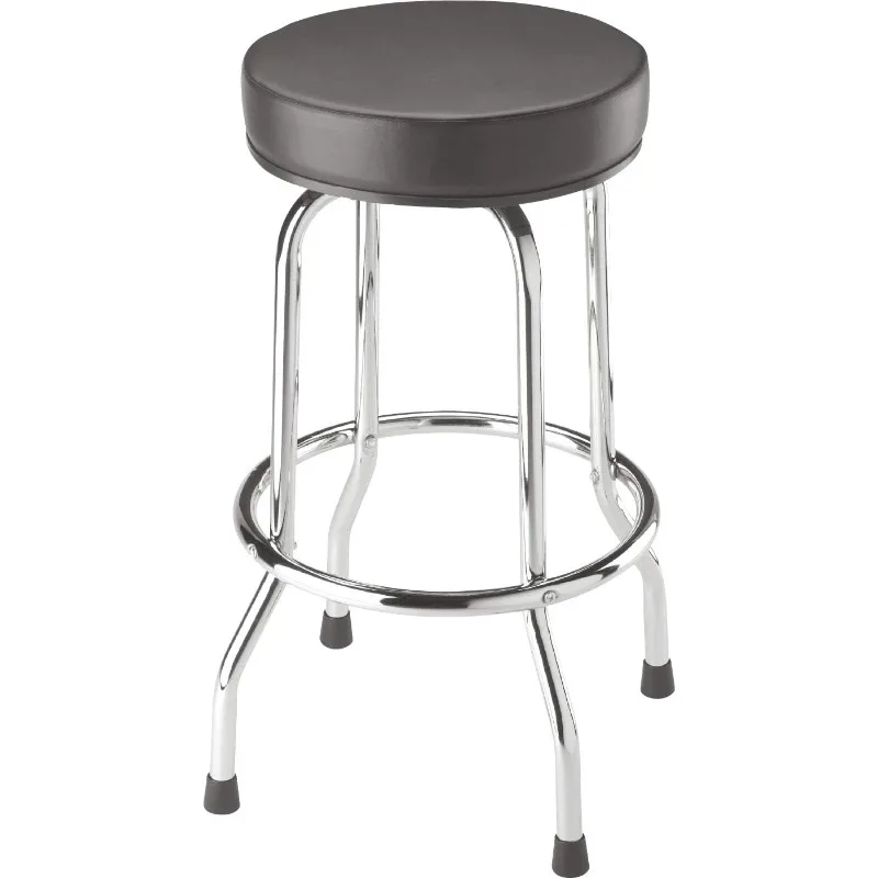 

Torin Swivel Bar Stool: Padded Garage/Shop Seat with Chrome Plated Legs, Black, 28.74" Tall, 18.5" Diameter