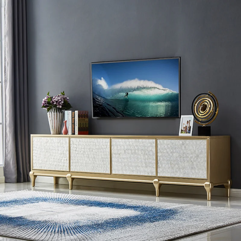 Light Luxury Modern Tv Cabinet Storage Floor Gold Standing Home Cabinet Wooden Center Mueble Tv Moderno Living Room Furniture