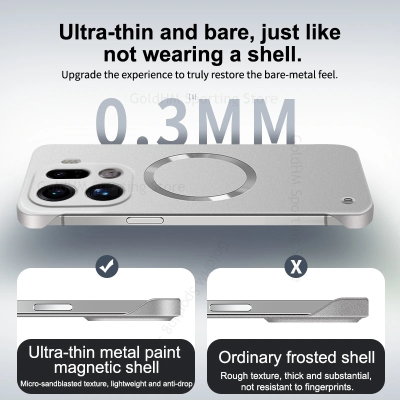 حافظة مقاومة للصدمات غير لامعة بدون إطار لهاتف اوبو فايند X9 برو غطاء Magsafing مغناطيسي بدون حدود Find X8 Ultra X8s X9 X7 X6 Pro #3