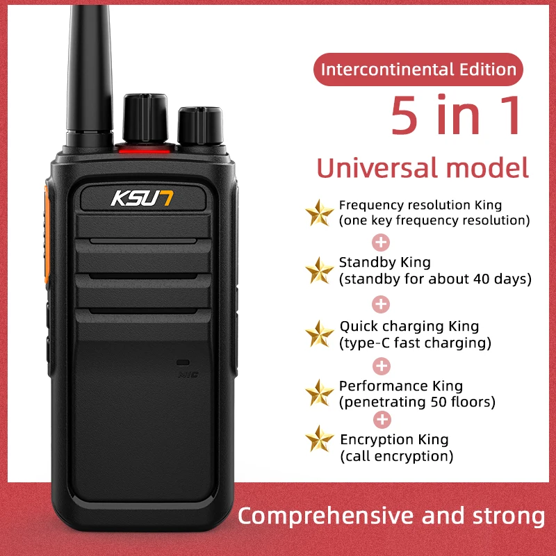 Rechargeable Two Way Radio Transceiver Waterproof Wireless Intercom Professional Walkie Talkie Long Range
