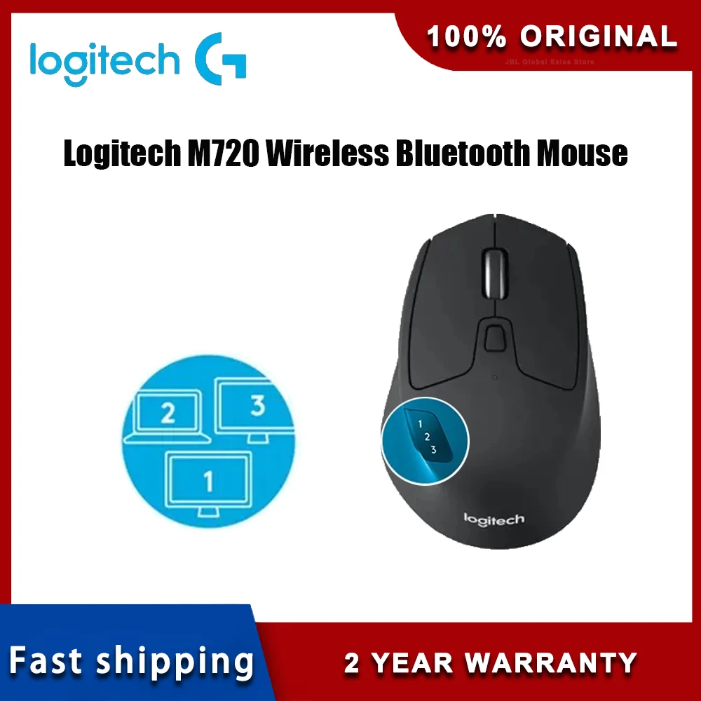 

Logitech M720 Wireless Bluetooth Mouse Office Bluetooth Mouse Multi-Device Custom Button Dual Mode Wireless Mouse Mac iPad Black