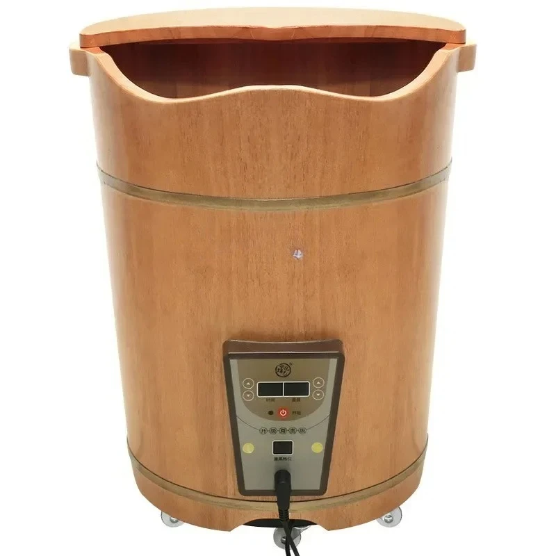 A   Adult Foot Bath Barrel Wooden Feet-Washing Basin Household Heating Constant Temperature Deep Barrel over Calf Fumigation