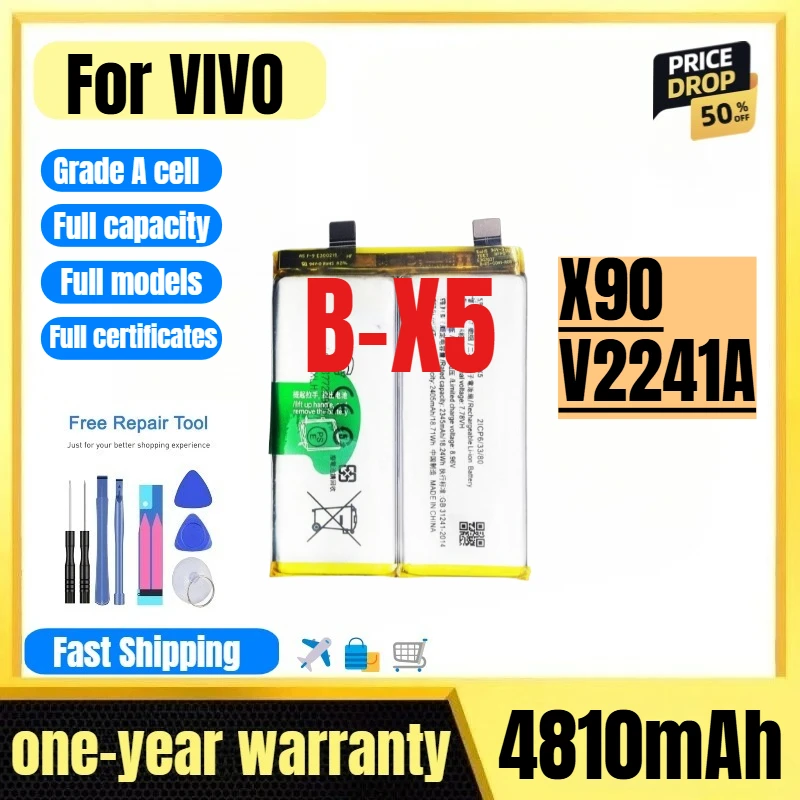 

B-X5 for VIVO X90/V2241A Mobile Phone Battery 0 Cycle High Quality High Capacity Replacement Bateria Grade A Cell with Tools