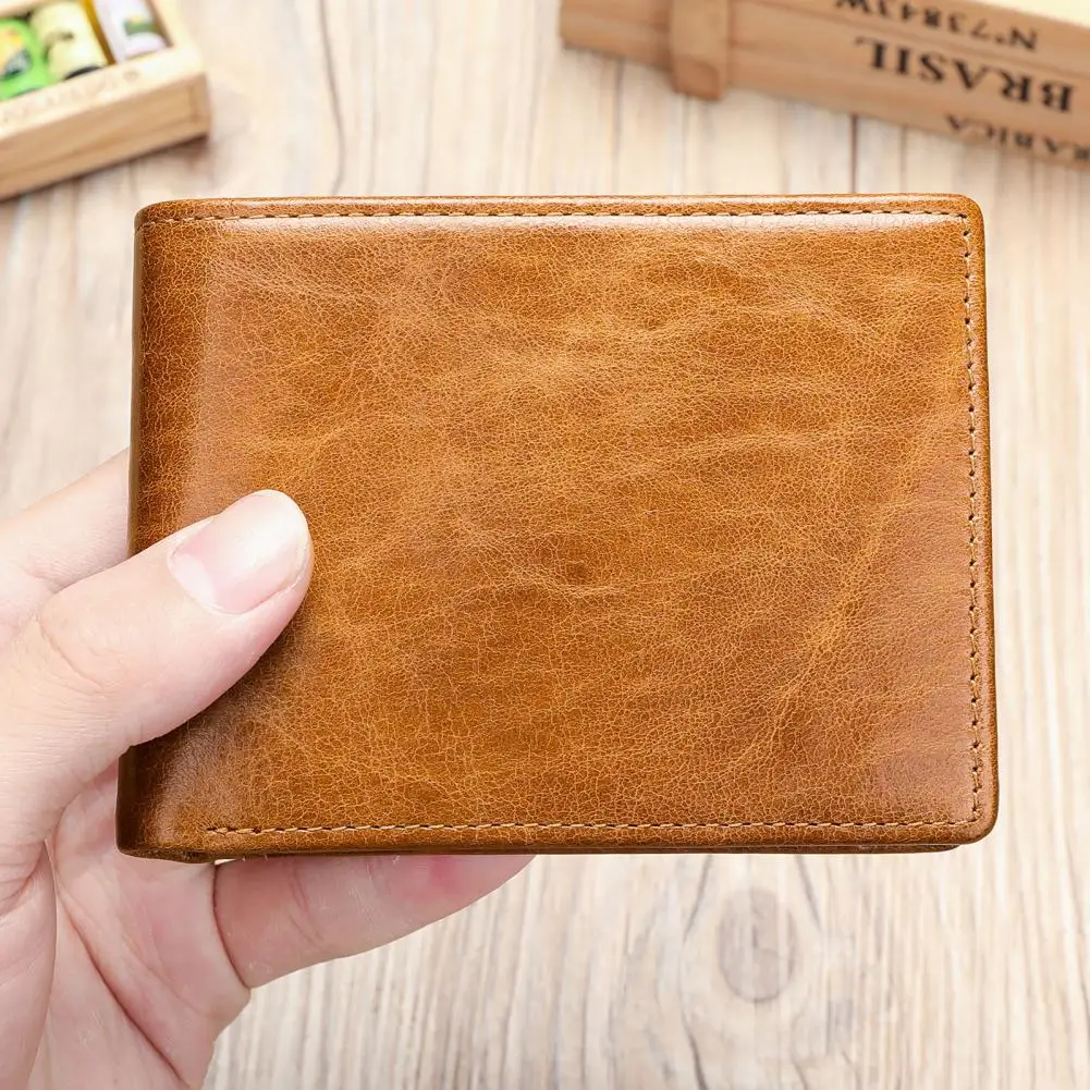 Business Business Men's Faux Leather Bi-fold Wallet Large Capacity Credit Card Holder Vintage Minimalist Front for Business
