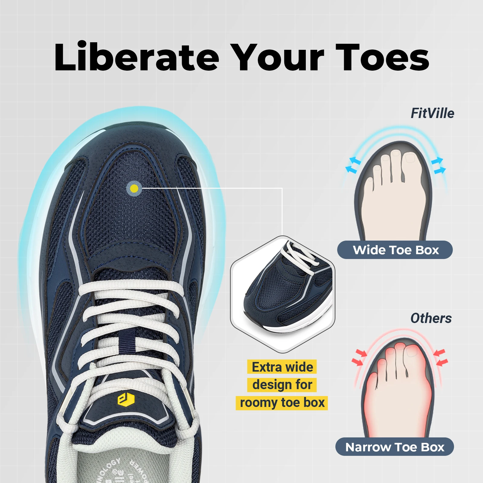 Fitville Wide Toe Box Mens Sne - Wide Toe Box Running Sneakers 评论和价格