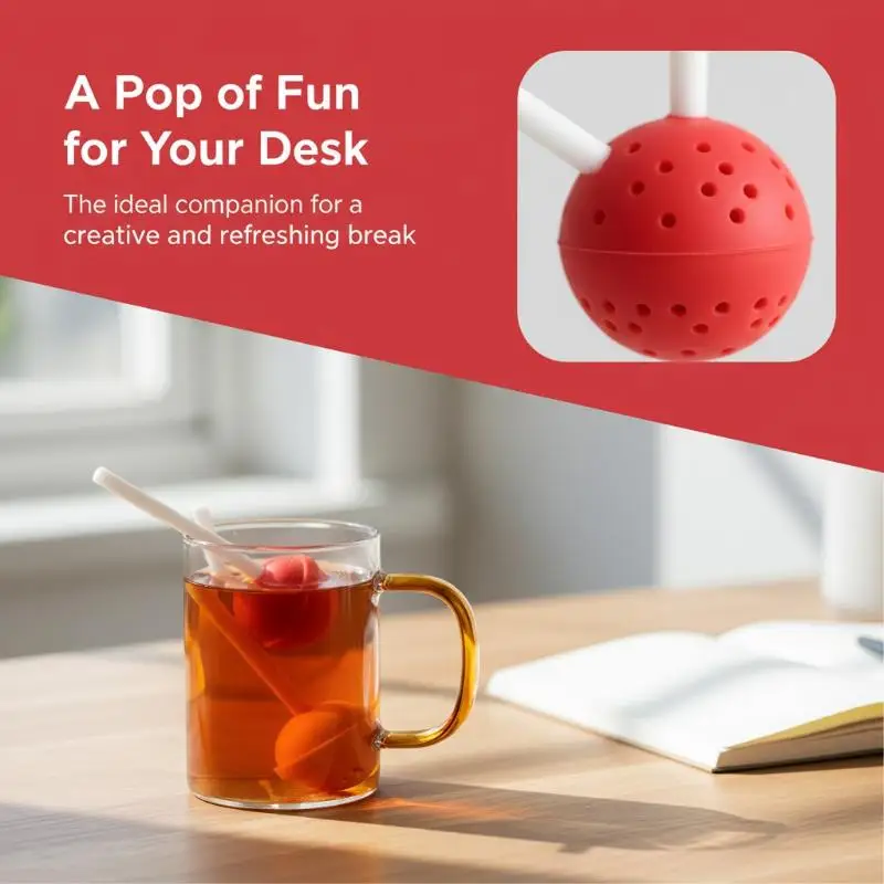 Silicone Tea Infuser Reusable Cute Lollipop Style Tea Filter Strainer Heat Resistant for Travel Camping Tea Brewing
