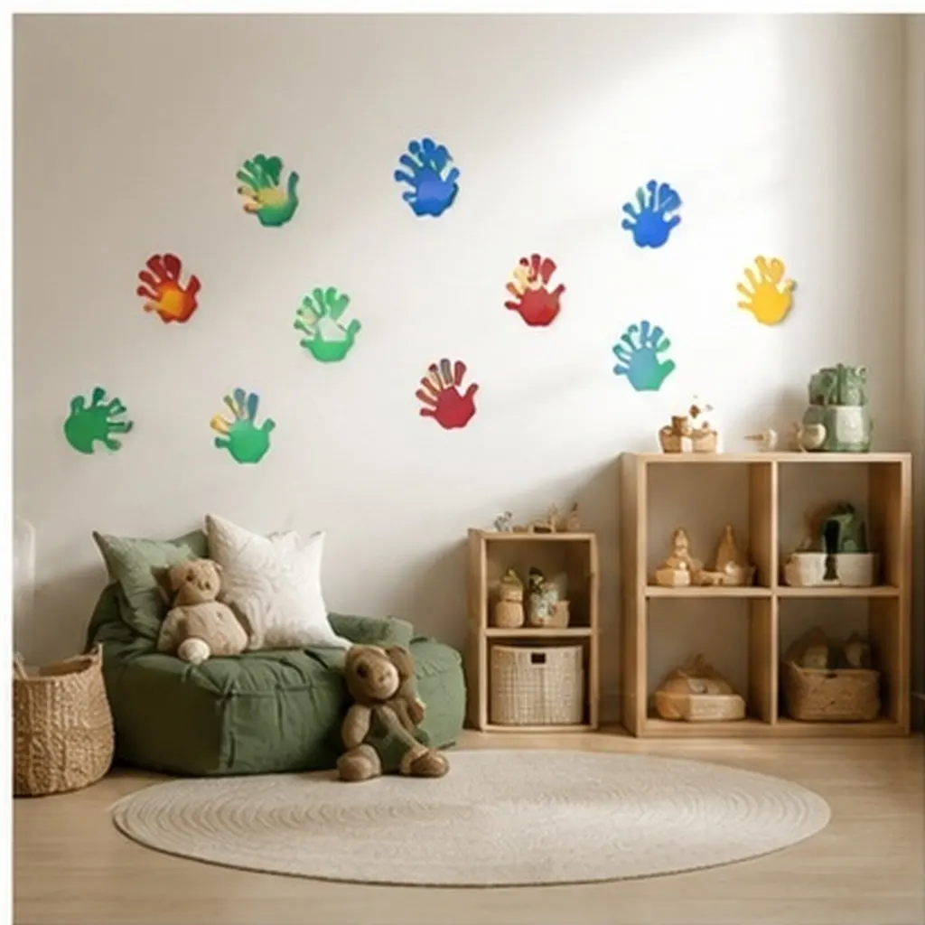 20pcs Palm-Shaped Stickers Room Decor Pvc Home Wall Decals For Bedroom Wall Decor Adhesive Stickers