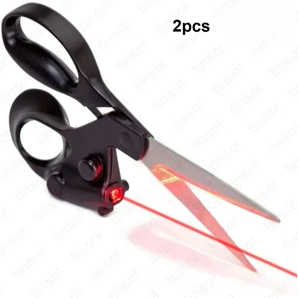 2pcs Professional Laser Guided Scissors Stainless Steel Precision Cutting Shears Straight Fast Cut Positioning Sewing Crafts