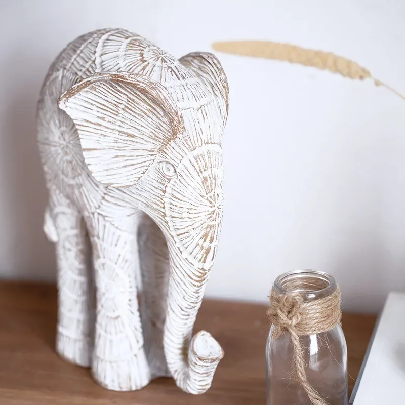 Nordic Style Resin Elephant Figurine Creative Home Decor for Living Room Office Desktop TV Cabinet Ornament Modern Art Piece