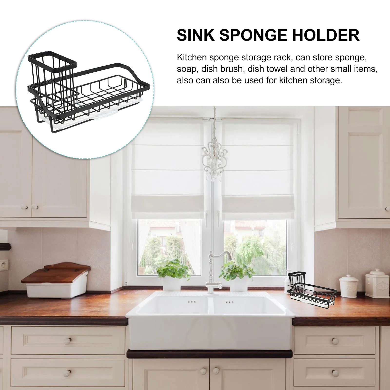 

Stainless Steel Sponge Holder Sink Countertop Rack Drain Sponge Holder For Kitchen B Style Black Soap Dishcloth ganizer Storage