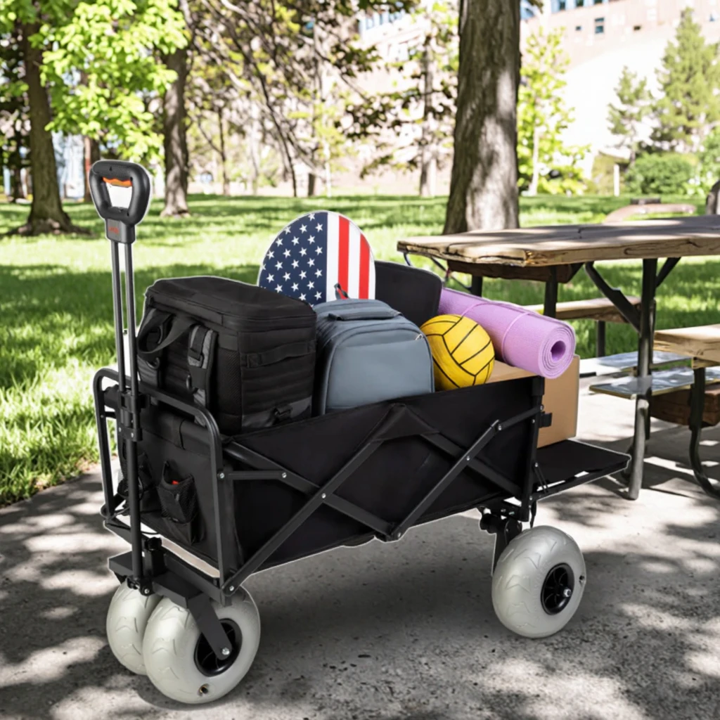 Electric 150+50L Heavy Duty Utility Wagon Cart 9 Inch Beach Balloon Wheel Foldable Portable Shopping Tools Outdoor Camping