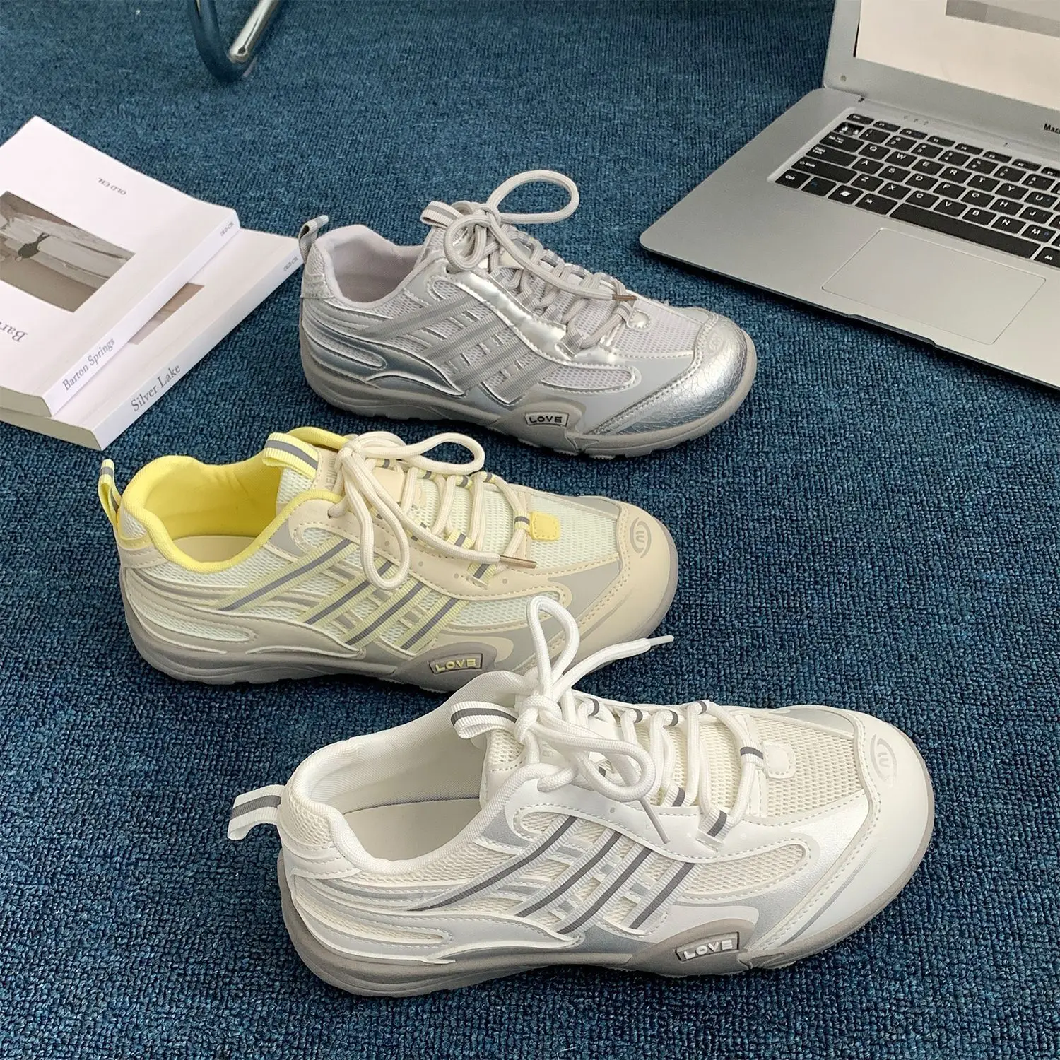 2026 Summer New Breathable Mesh Trainer Shoes Women Thick Sole White Casual Sneakers, Versatile Trendy Platform Shoes Daily - view 4