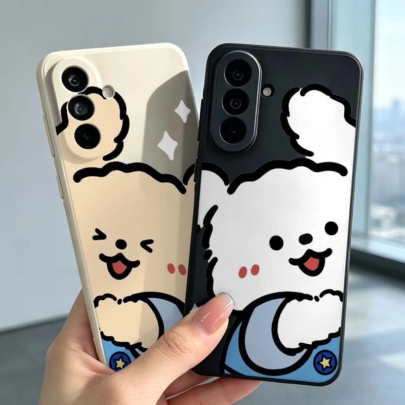Cartoon White Bear Star Cover For Samsung Galaxy A73 A72 A71 A70 A60 A56 A55 A54 A53 A52 A52S A51 A50 A42 A41 Phone case
