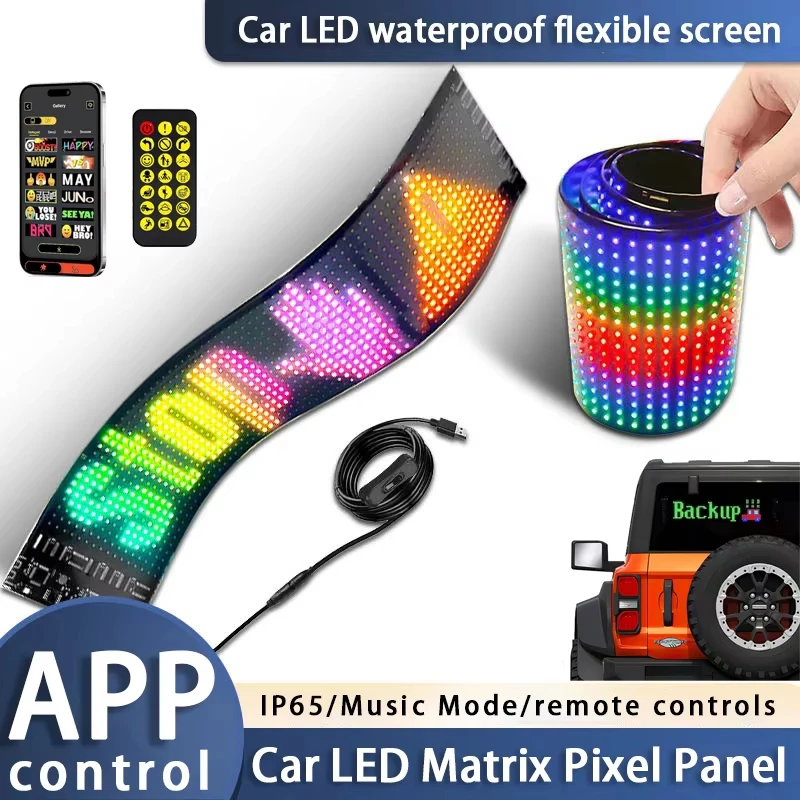 New Devil's Eye Soft Screen Portable Car Sticker Flexible Screen APP Editable Car LED Flexible Screen Manufacturer tools USB, 5V