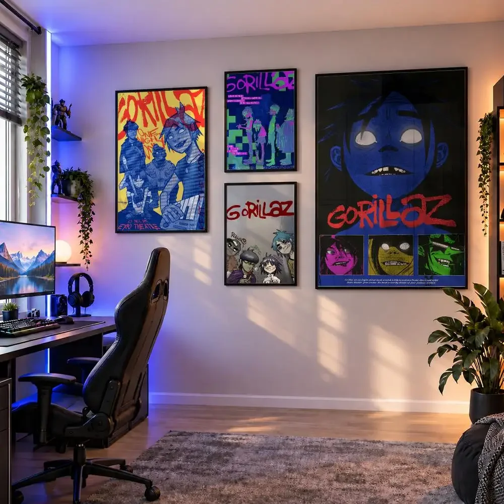 Band Gorillaz 2-D Murdoc Noodle Russel Poster Wall Art PP Waterproof HD Self Adhesive Modern Home Decor Living Room Apartment