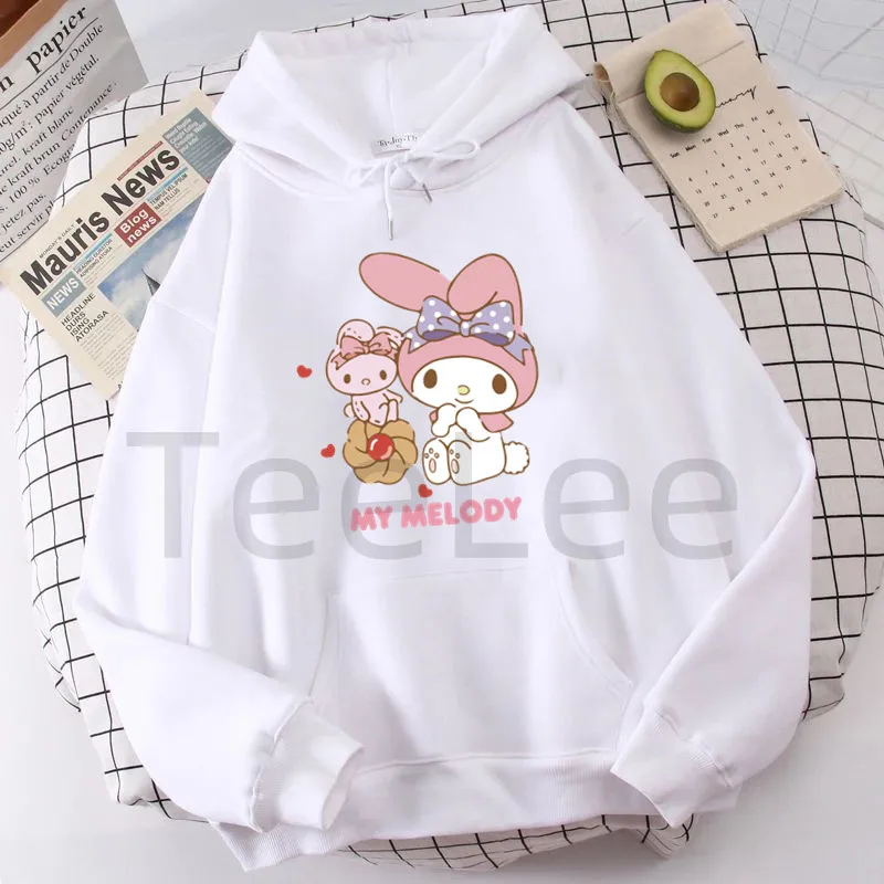 Pink Hoodie Women Streetwear My Melody Pullover Sweatshirt Anime Unisex Kawaii Clothes Spring Harajuku White Women Hoodies