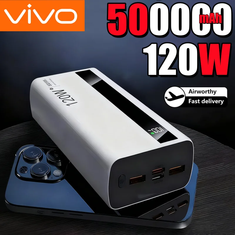 VIVO 500000mAh 120W Super Fast Charging High Capacity Power Bank External Battery Portable Battery Charger For iPhone Samsung