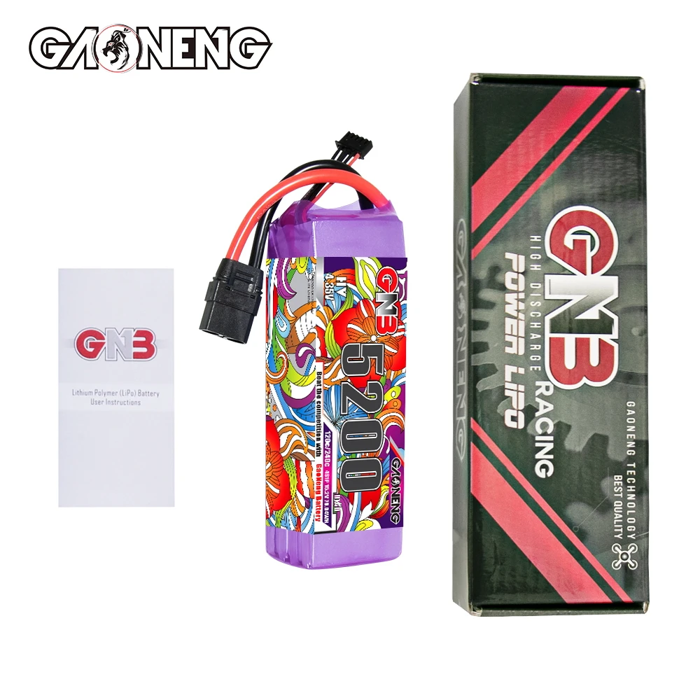 بطارية ليثيوم GAONENG GNB LiHV 4S 15.2V 5200mAh 120C مع موصل XT90، مناسبة لطائرات بدون طيار FPV وكوادكوبتر.