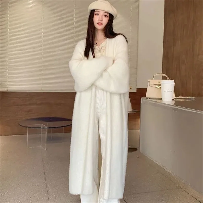 Lazy Wind Women Knitting Cardigan Coat donna Faux Mink Velvet maglione soprabito donna Pure desire ispessimento maglieria giacca