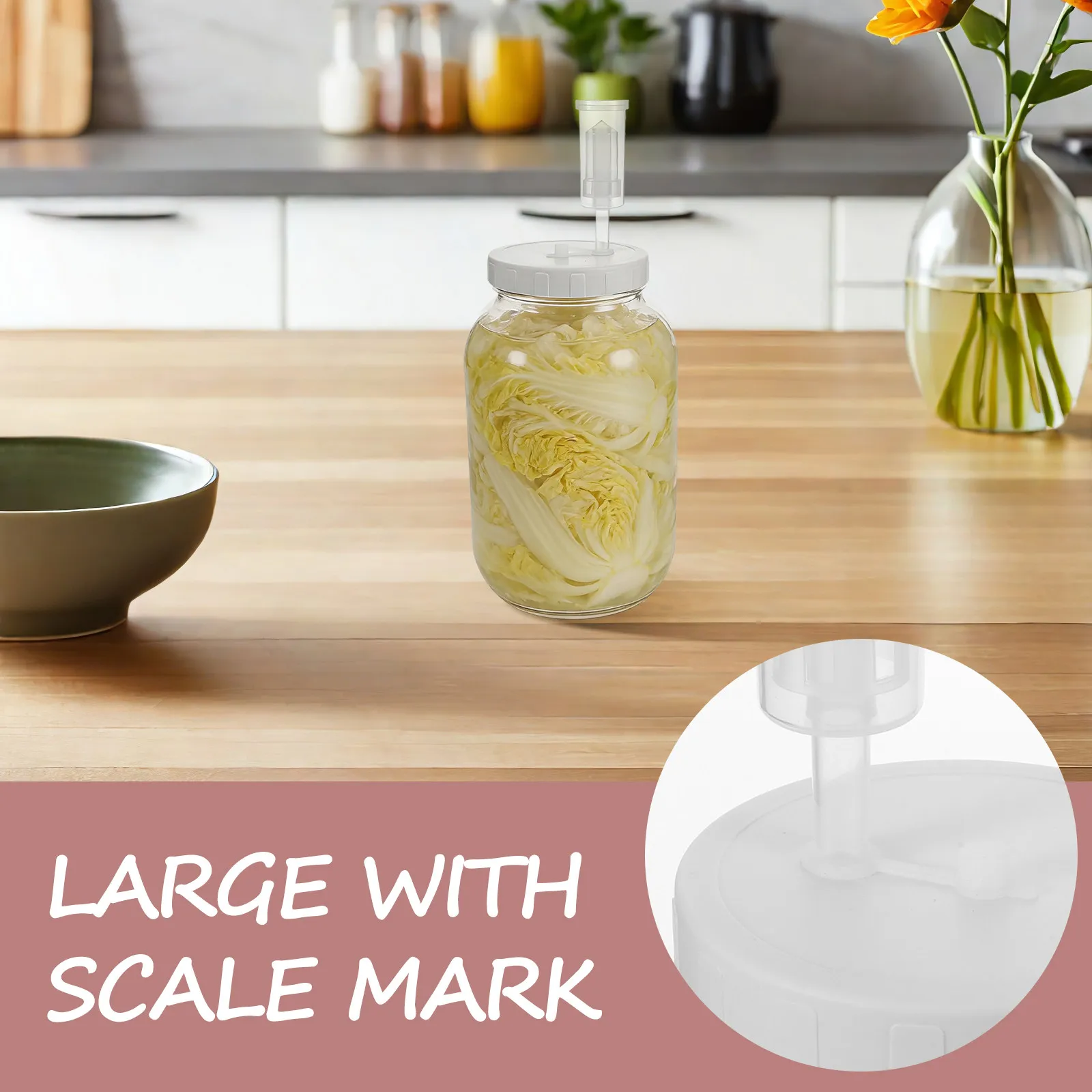 1 Gallon Large Fermentation Jar Glass Wide Mouth Airtight Airlock Pickle Sauerkraut Fermenting Jar for Bread Starter