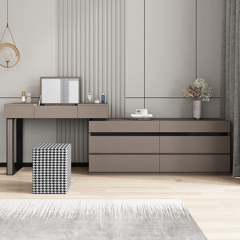 Nova cômoda de quarto integrada, moderna e simples, penteadeira flip